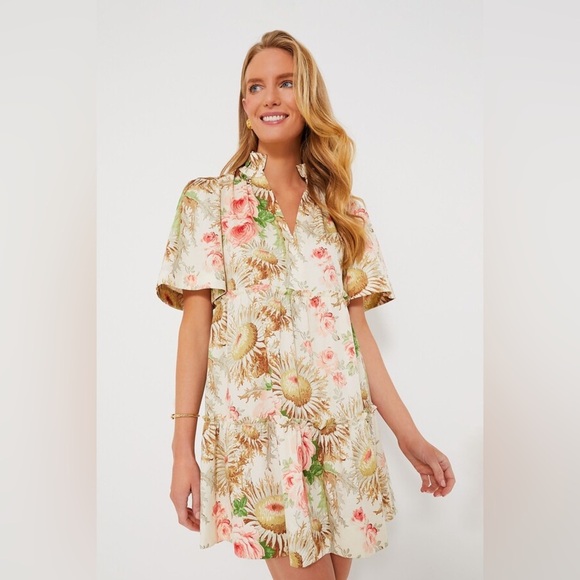 Tuckernuck Crawford Dress M Sun Faded Floral Mini Ruffle Cotton Dress NWT - Picture 3 of 13